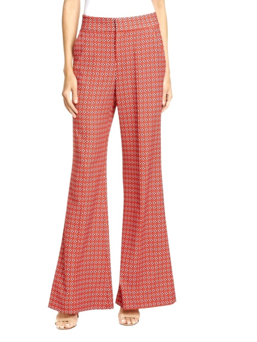 Alice + Olivia Dylan High Waist Wide Leg Pants Red Women's 4 35" Office Party